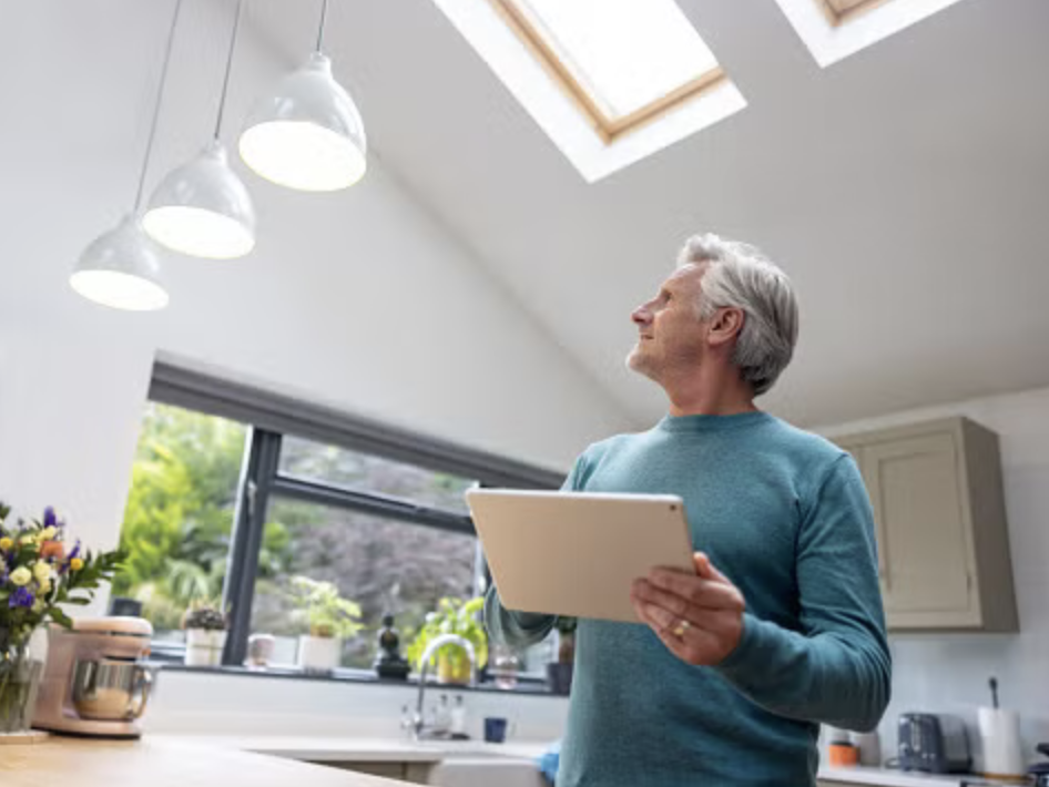 Homeowner reviewing natural lighting for energy-efficient power-saving upgrades in San Jose, CA
